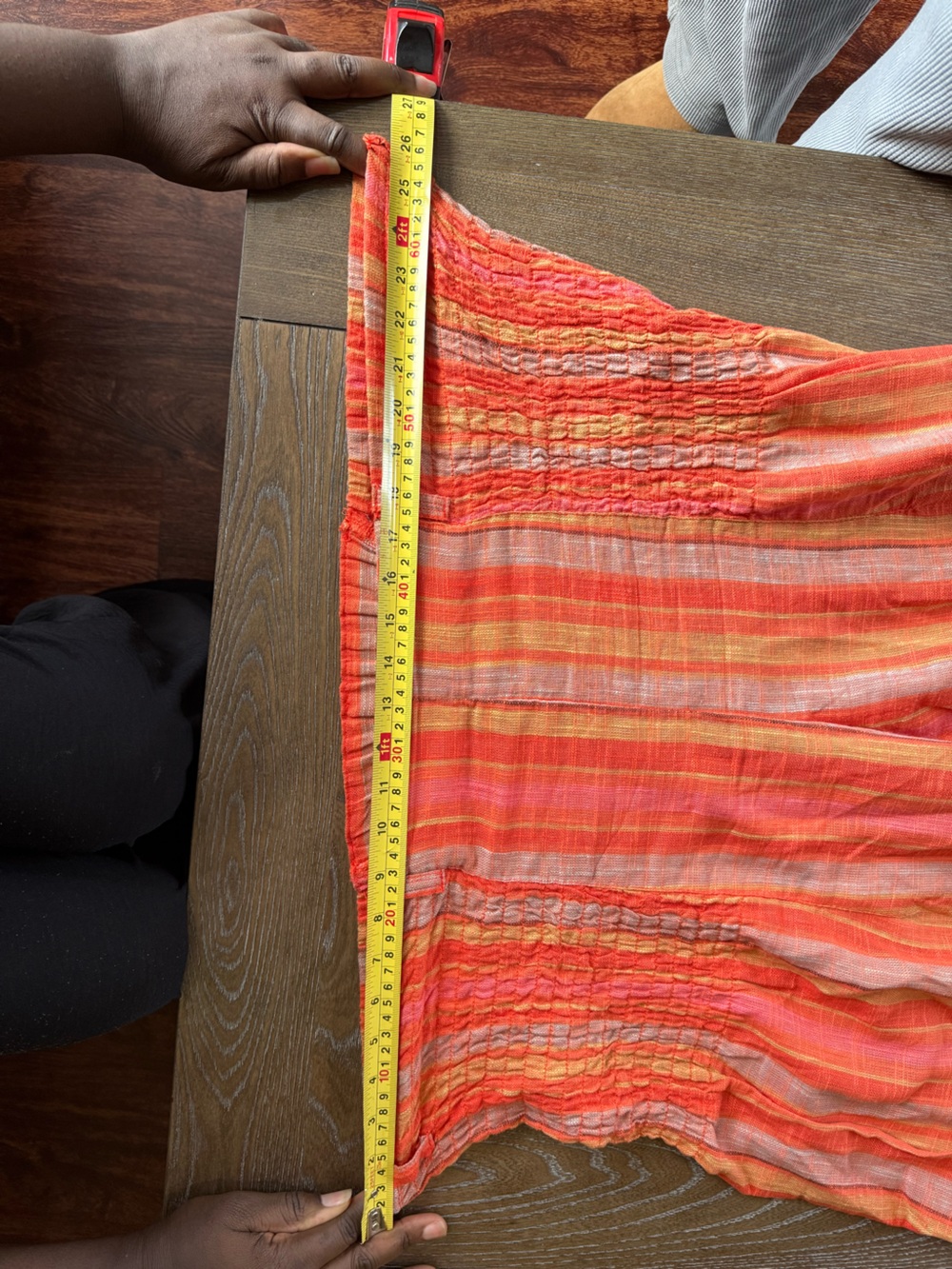 Free People Wide Leg Striped Pull-On Pants in Coral Orange - Picture 5 of 5